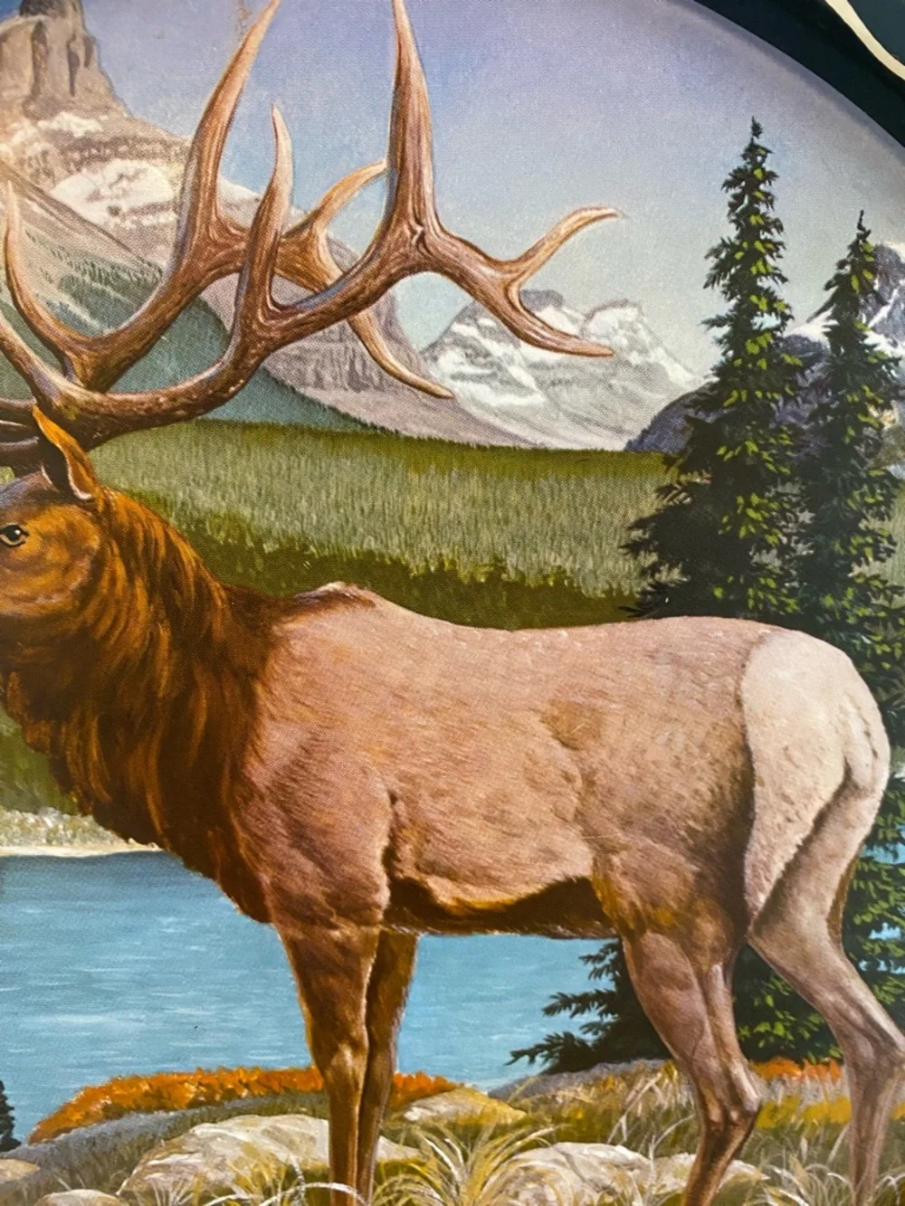 James L. Artig Vintage Tin Lithograph  Elk Serving Tray MCM Western Decor - Picture 5 of 11